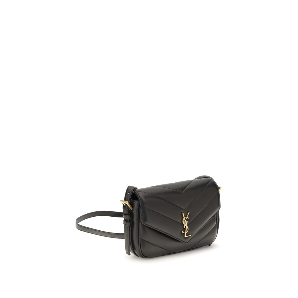 Saint Laurent LouLou Cassandre Toy Lambskin Crossbody Bag Black