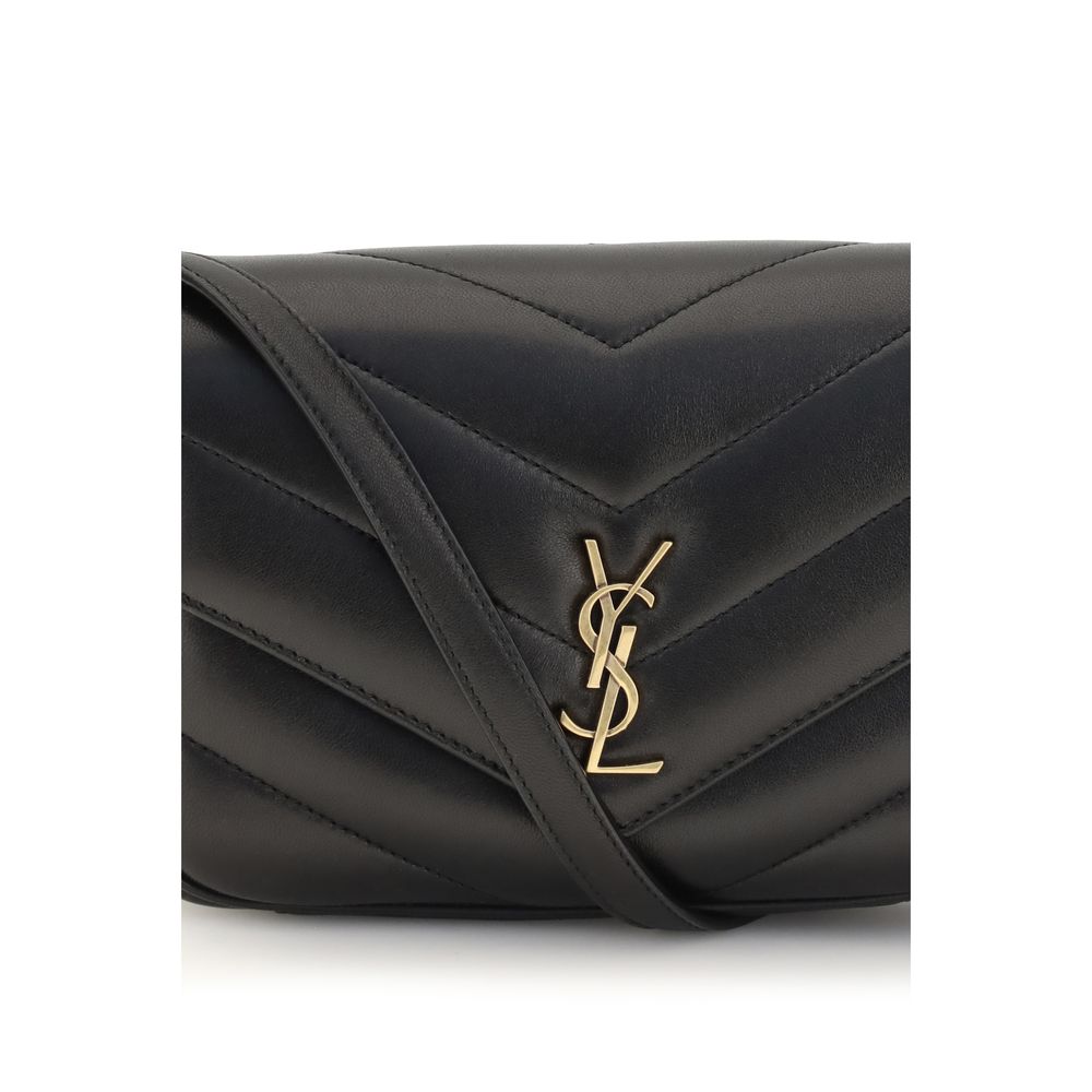 Saint Laurent LouLou Cassandre Toy Lambskin Crossbody Bag Black