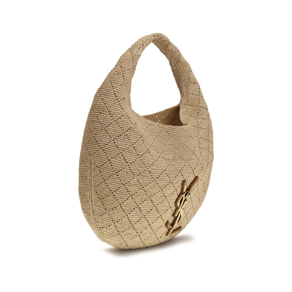 Saint Laurent Icare Raffia Hobo Bag Natural Beige