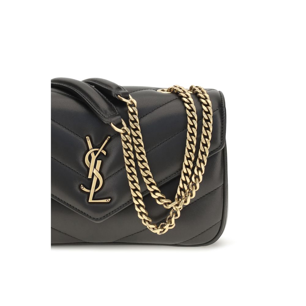 Saint Laurent LouLou Quilted Lambskin Crossbody Bag Black