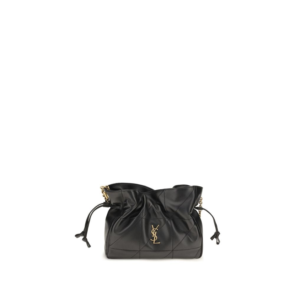 Saint Laurent Jamie Lambskin Drawstring Crossbody Pouch Black