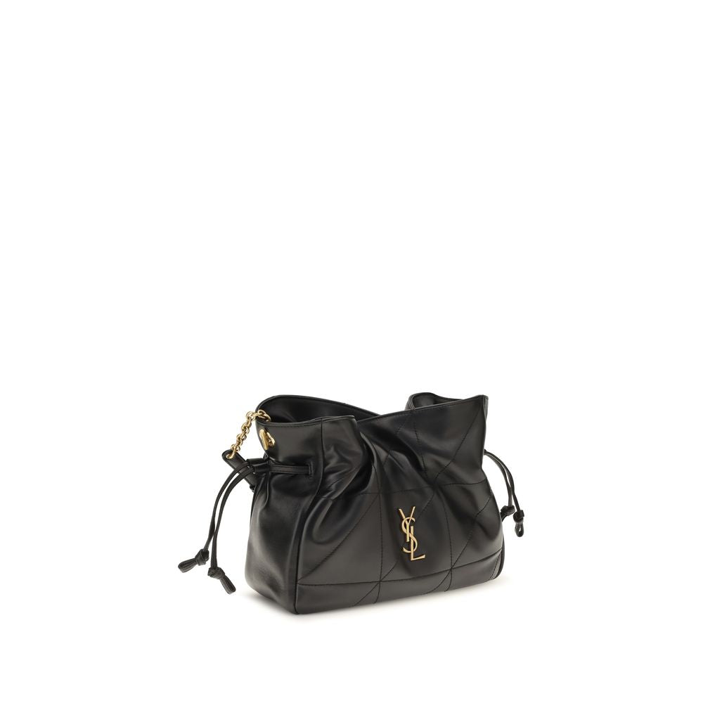 Saint Laurent Jamie Lambskin Drawstring Crossbody Pouch Black