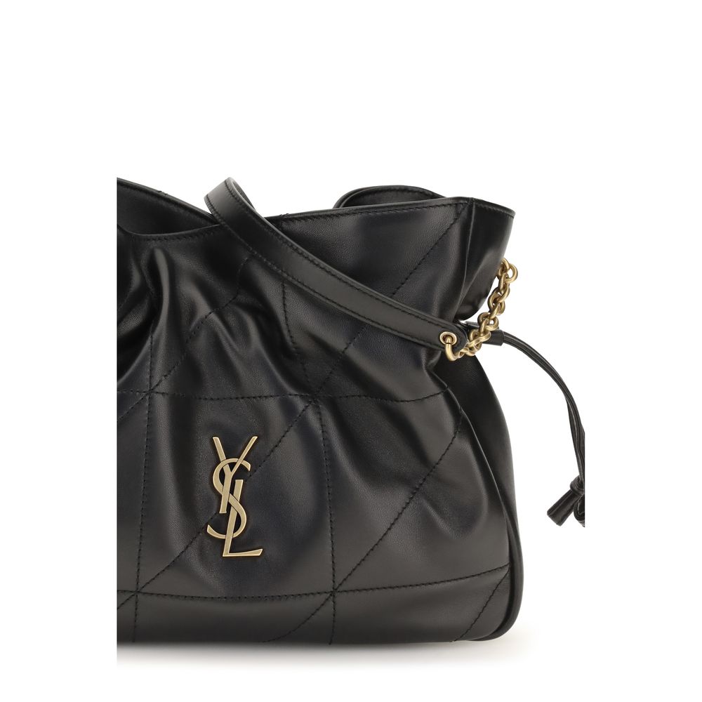 Saint Laurent Jamie Lambskin Drawstring Crossbody Pouch Black