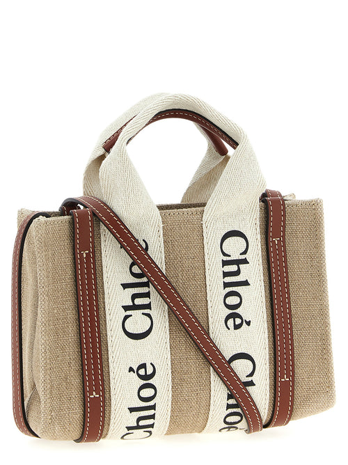 Chloé Woody Mini Tote Bag Linen Beige