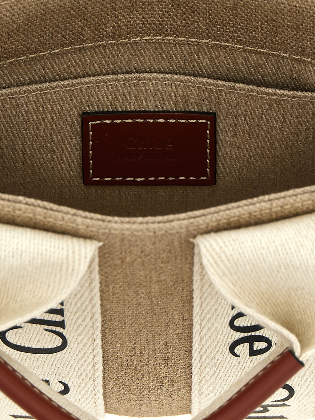 Chloé Woody Mini Tote Bag Linen Beige
