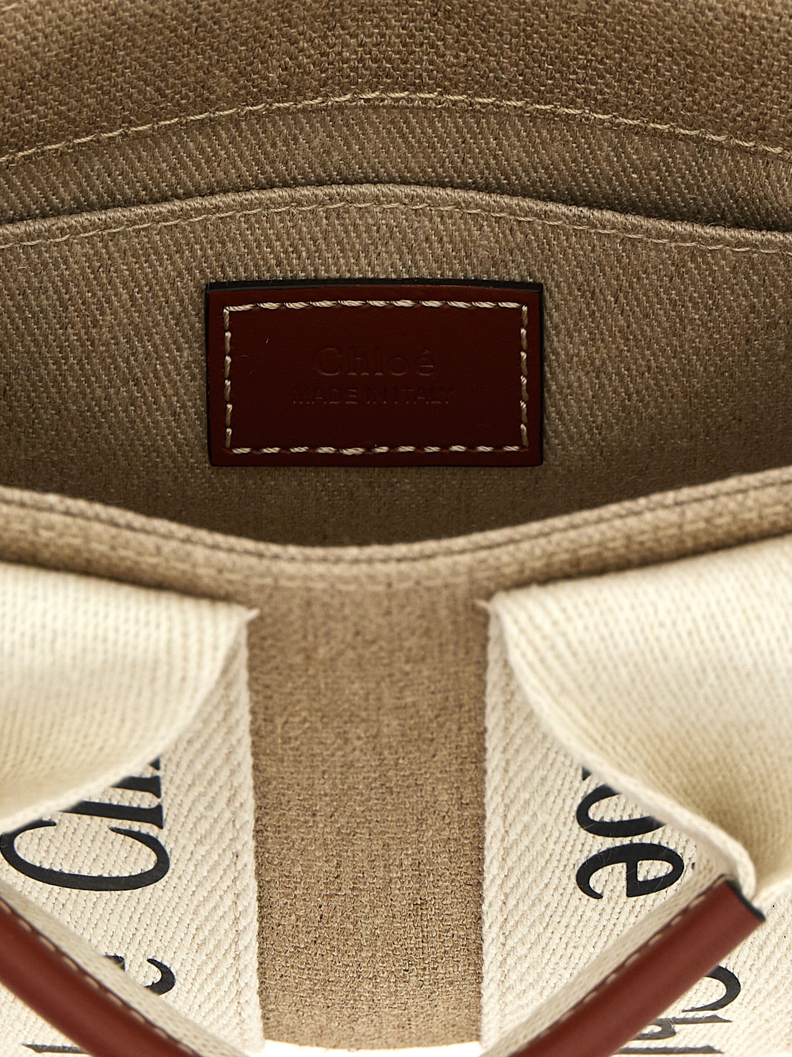 Chloé Woody Mini Tote Bag Linen Beige