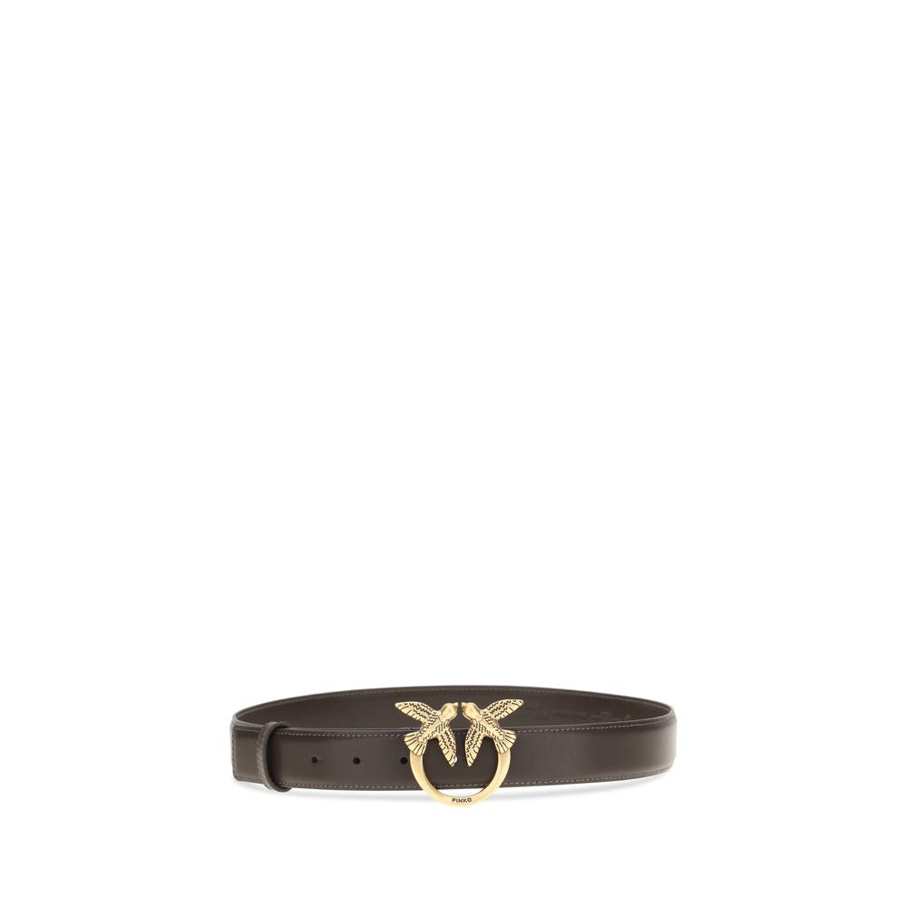 Pinko Love Berry Leather Belt Espresso Brown 3cm