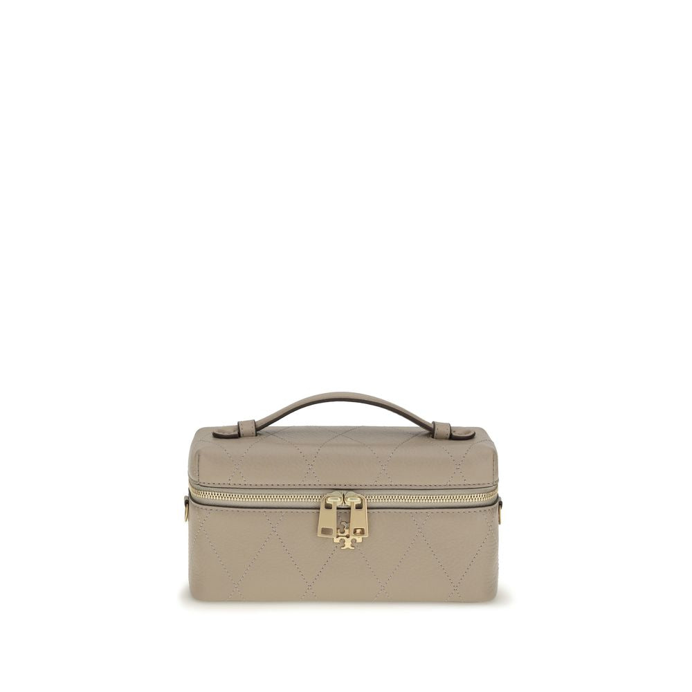 Tory Burch Charlie Mini Leather Beauty Case Taupe