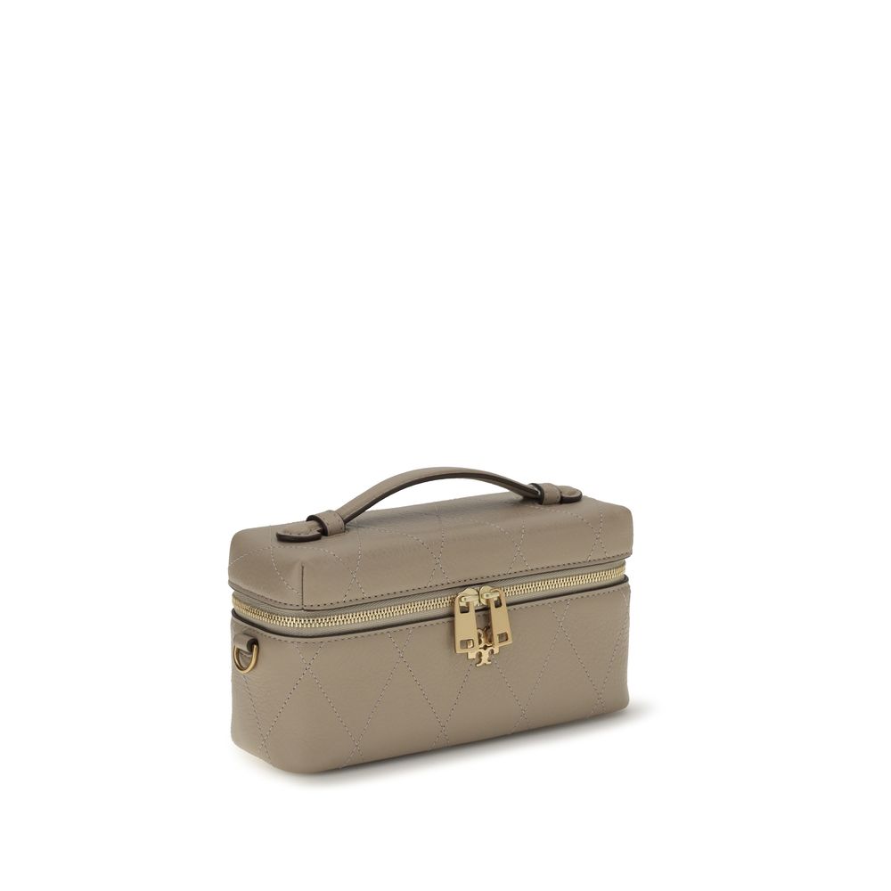 Tory Burch Charlie Mini Leather Beauty Case Taupe