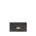 Ferragamo Gancini Black Leather Wallet on Chain