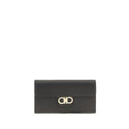 Ferragamo Gancini Black Leather Wallet on Chain