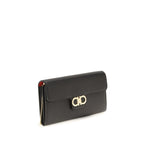 Ferragamo Gancini Black Leather Wallet on Chain
