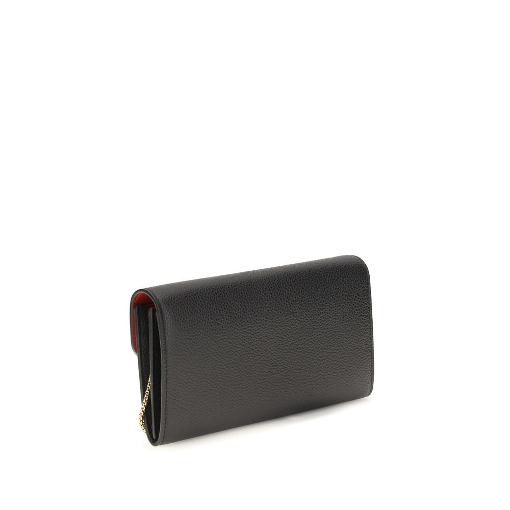Ferragamo Gancini Black Leather Wallet on Chain