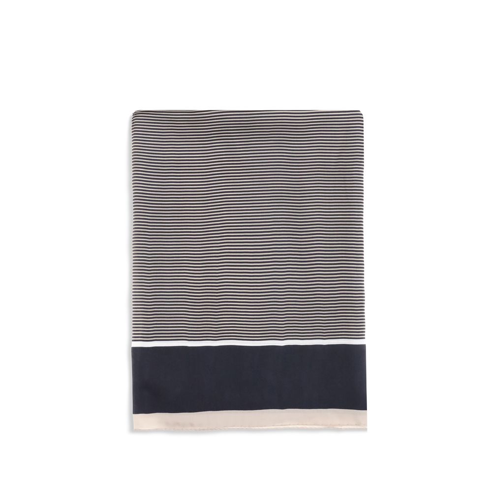 Saint Laurent Cassandre Navy & Ivory Striped Silk Charmeuse Stole