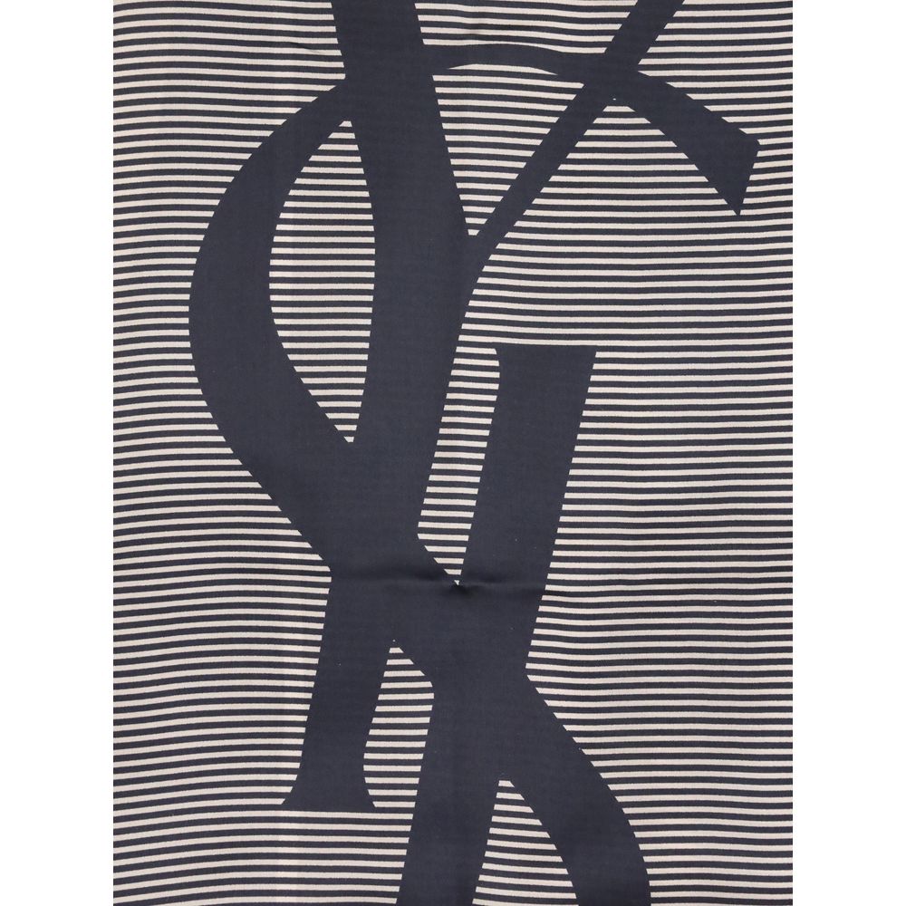 Saint Laurent Cassandre Navy & Ivory Striped Silk Charmeuse Stole