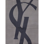 Saint Laurent Cassandre Navy & Ivory Striped Silk Charmeuse Stole