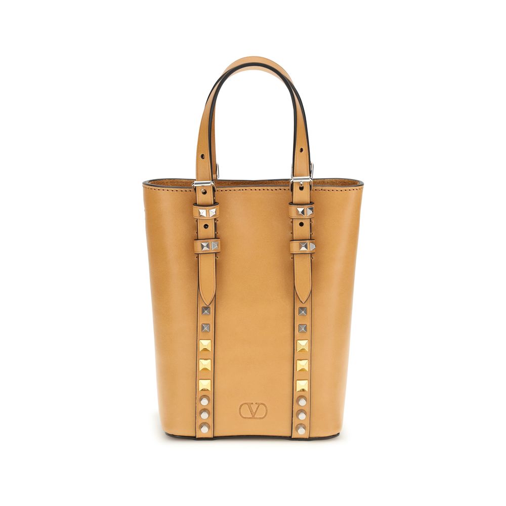 Valentino Garavani Rockstud Mini Tote Bag Tan