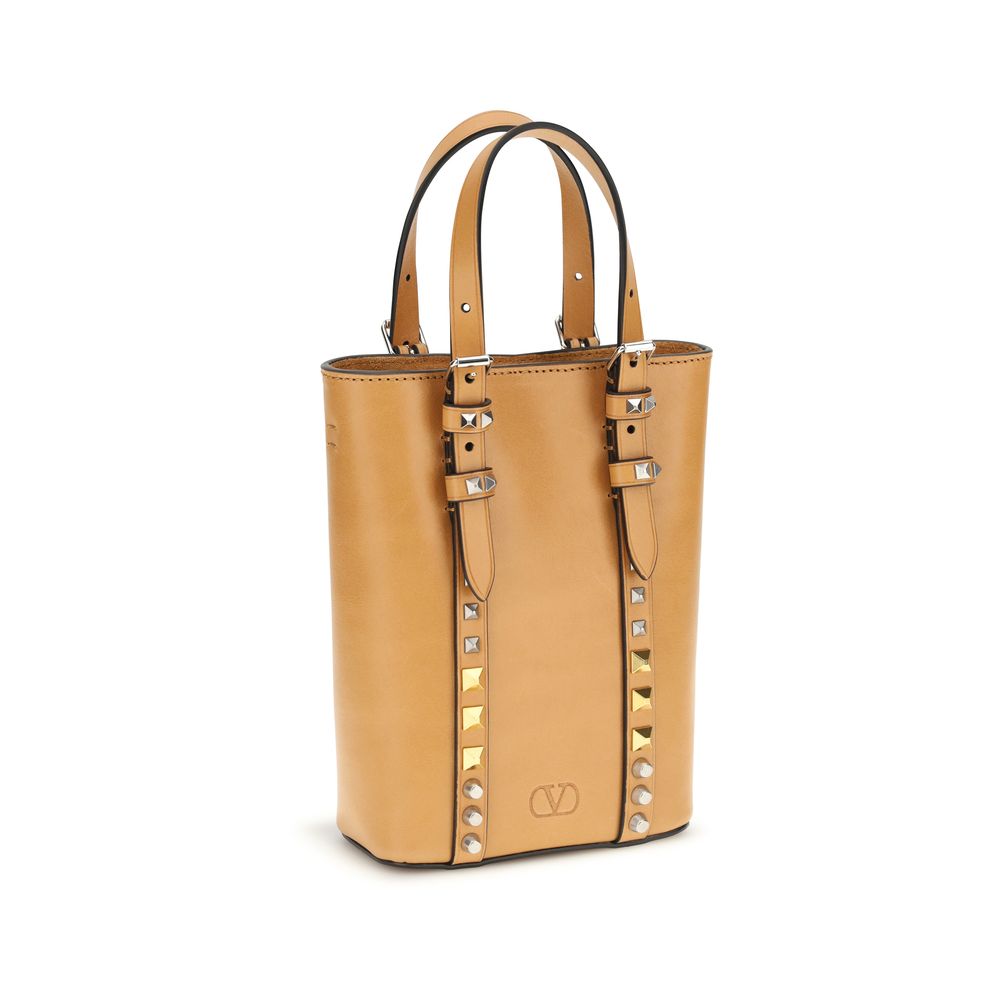 Valentino Garavani Rockstud Mini Tote Bag Tan