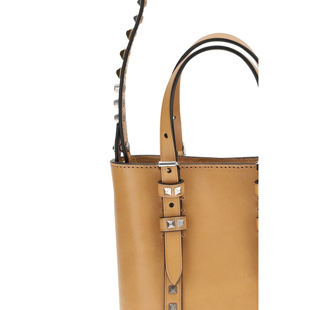 Valentino Garavani Rockstud Mini Tote Bag Tan