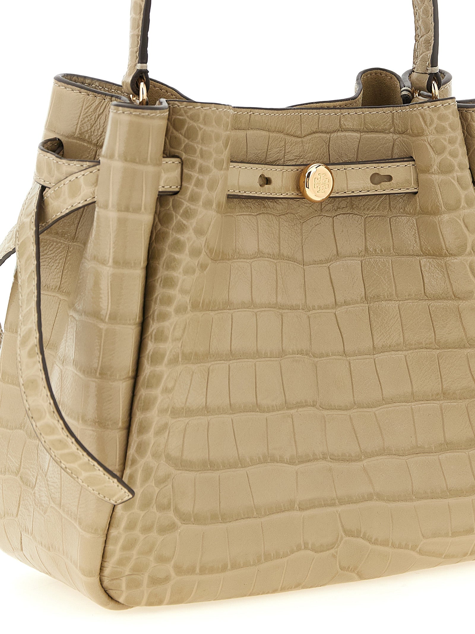 Tory Burch Romy Small Bucket Bag Beige