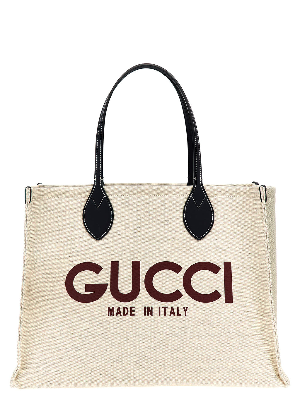 Gucci Logo Medium Canvas Tote Bag Natural Black
