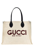 Gucci Logo Medium Canvas Tote Bag Natural Black