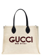 Gucci Logo Medium Canvas Tote Bag Natural Black
