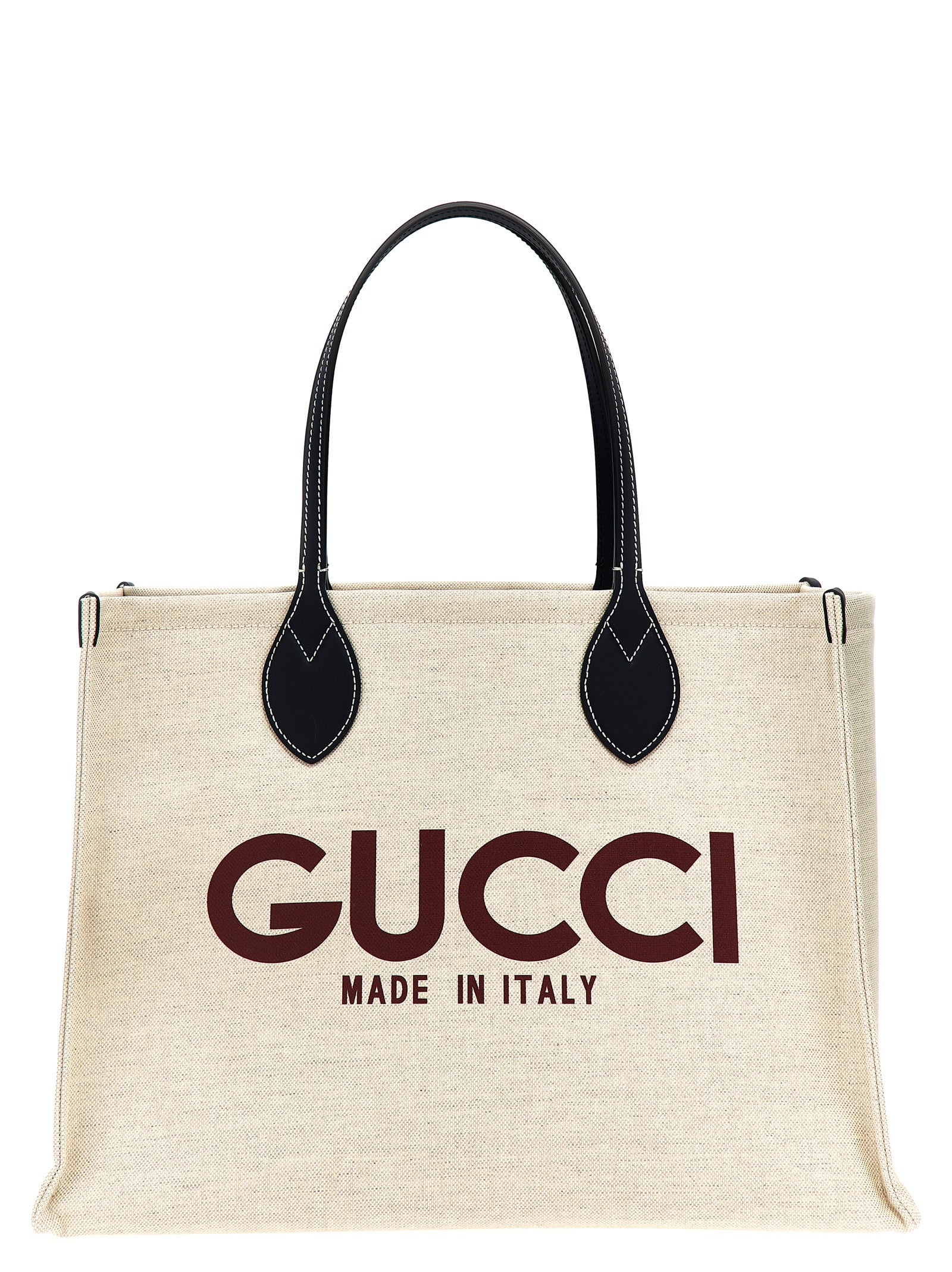Gucci Logo Medium Canvas Tote Bag Natural Black