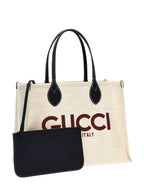 Gucci Logo Medium Canvas Tote Bag Natural Black