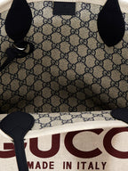 Gucci Logo Medium Canvas Tote Bag Natural Black