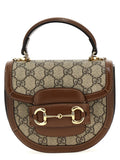 Gucci Horsebit 1955 Small Top Handle Bag Beige Ebony