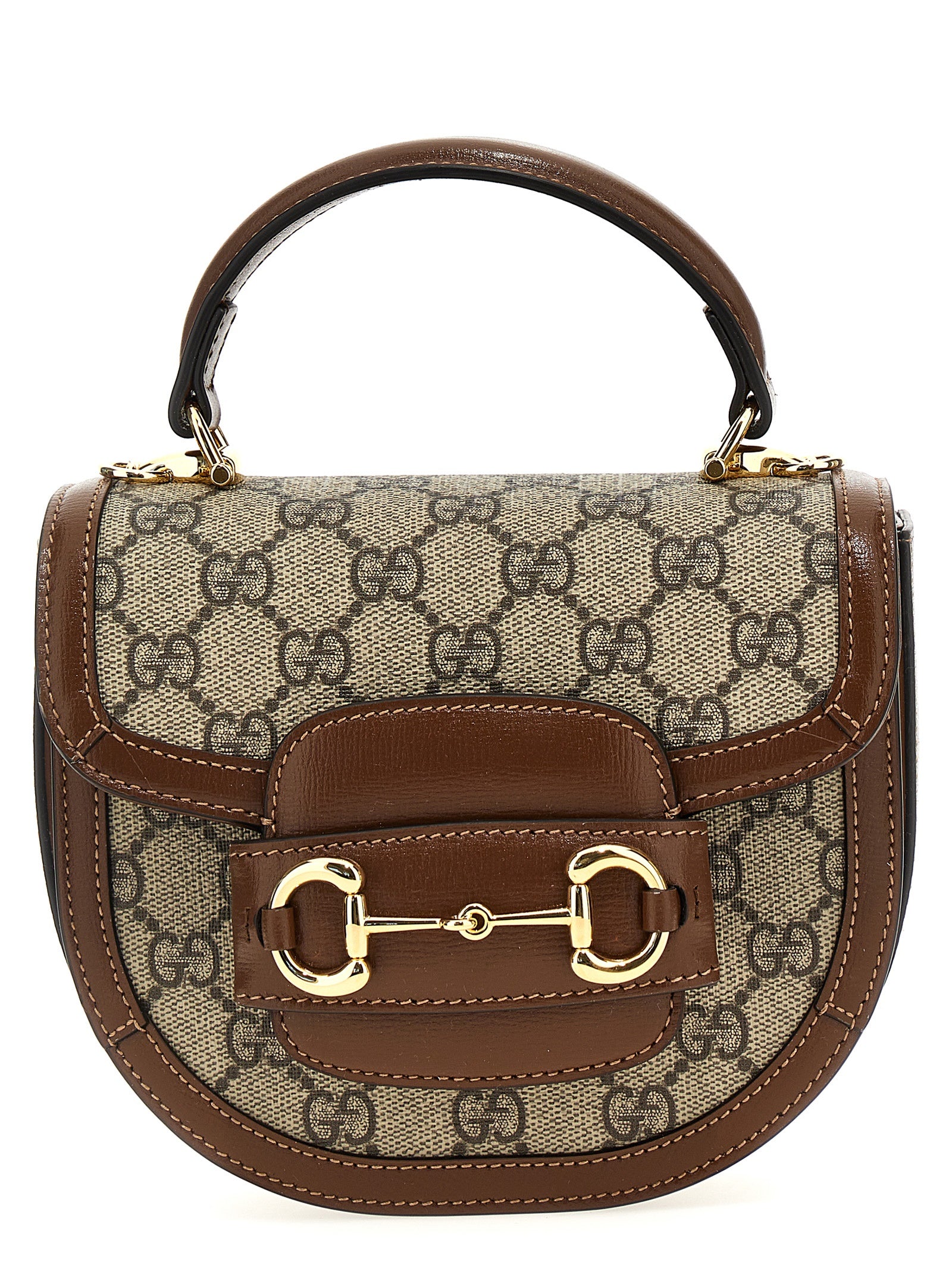 Gucci Horsebit 1955 Small Top Handle Bag Beige Ebony