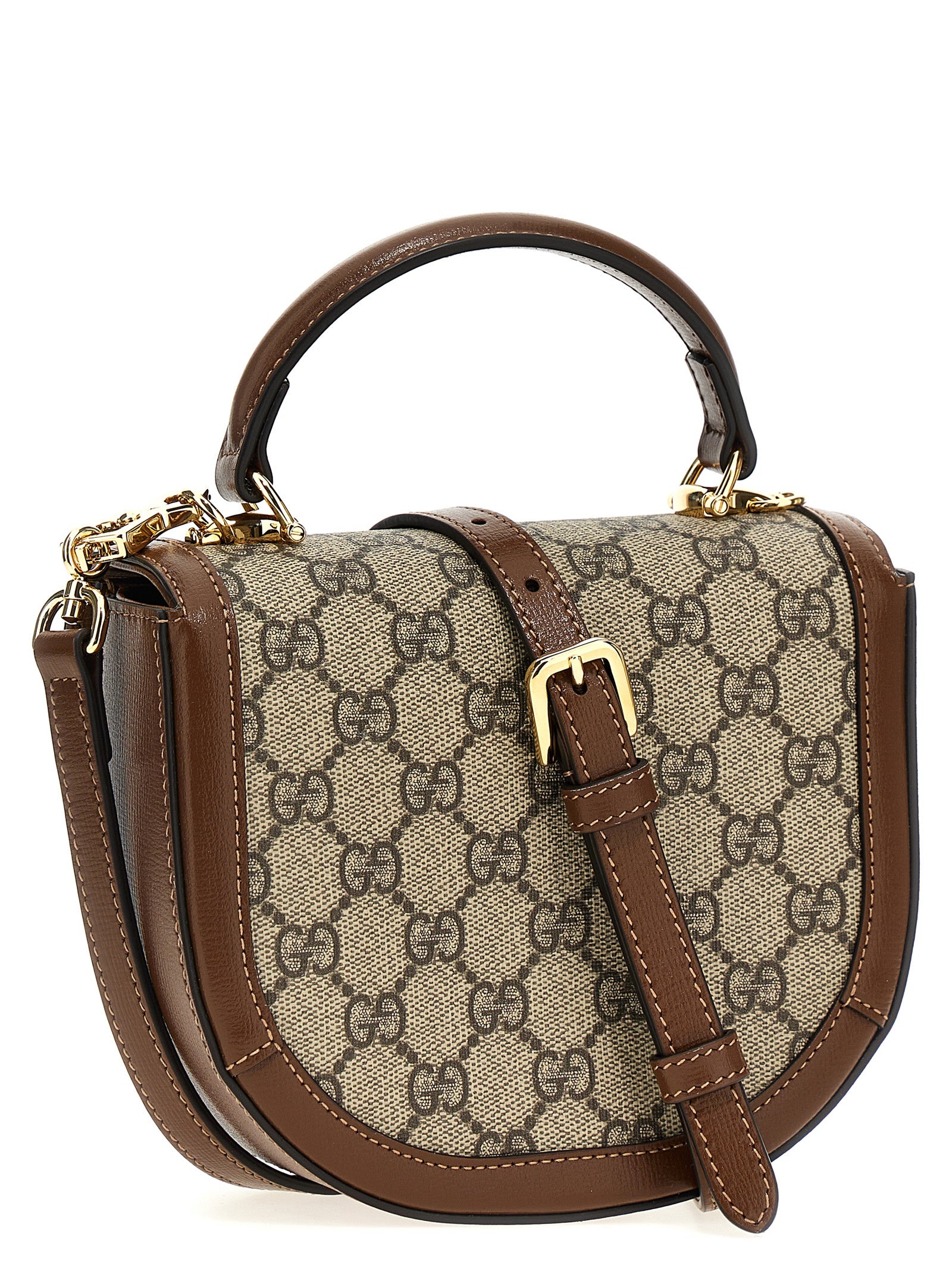 Gucci Horsebit 1955 Small Top Handle Bag Beige Ebony