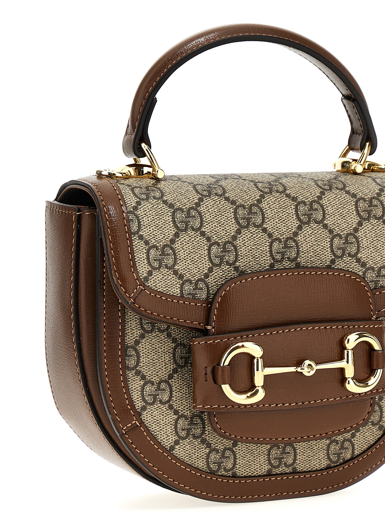 Gucci Horsebit 1955 Small Top Handle Bag Beige Ebony