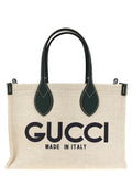 Gucci Logo Mini Canvas Tote Bag Natural Black