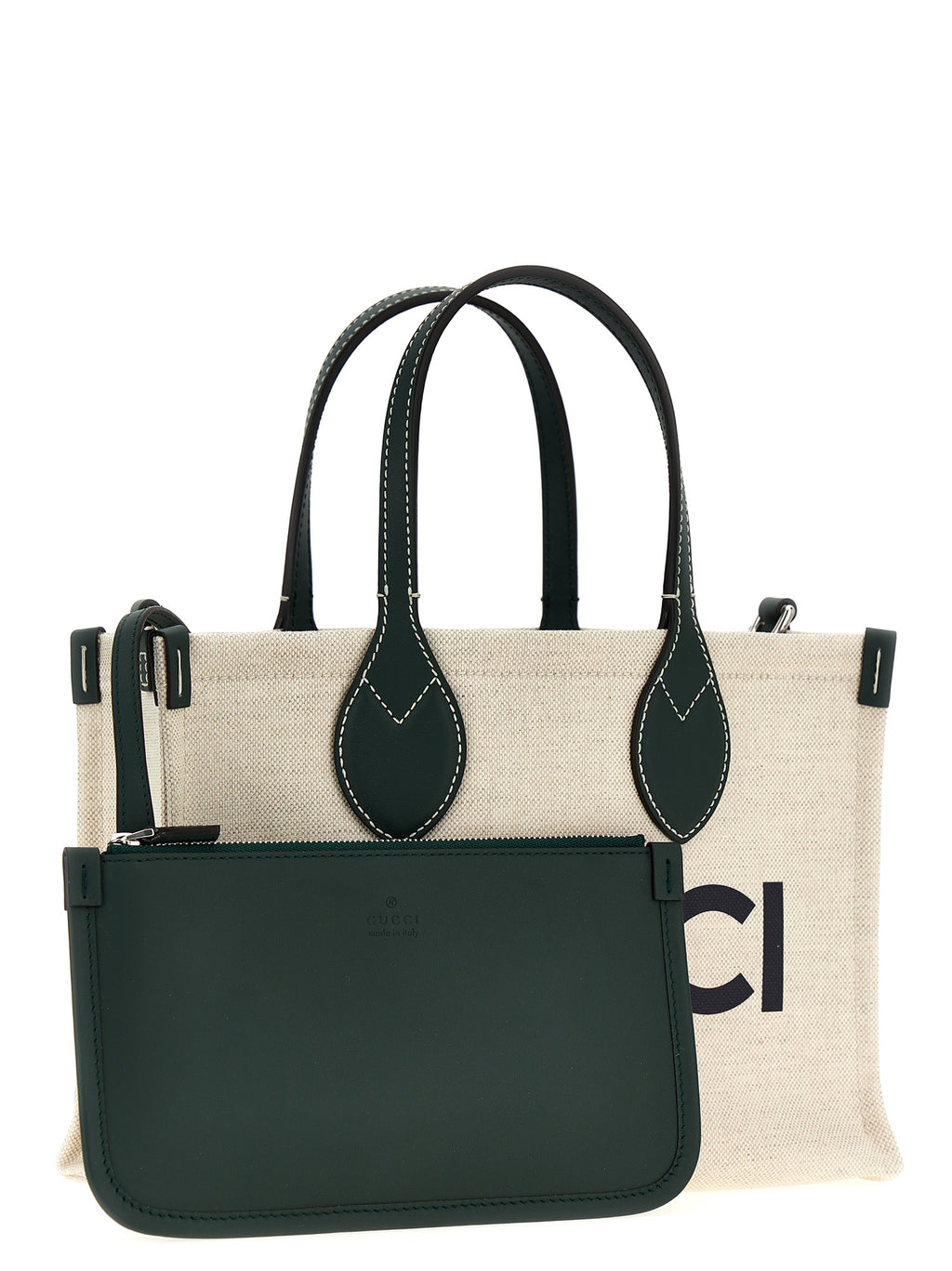 Gucci Logo Mini Canvas Tote Bag Natural Black
