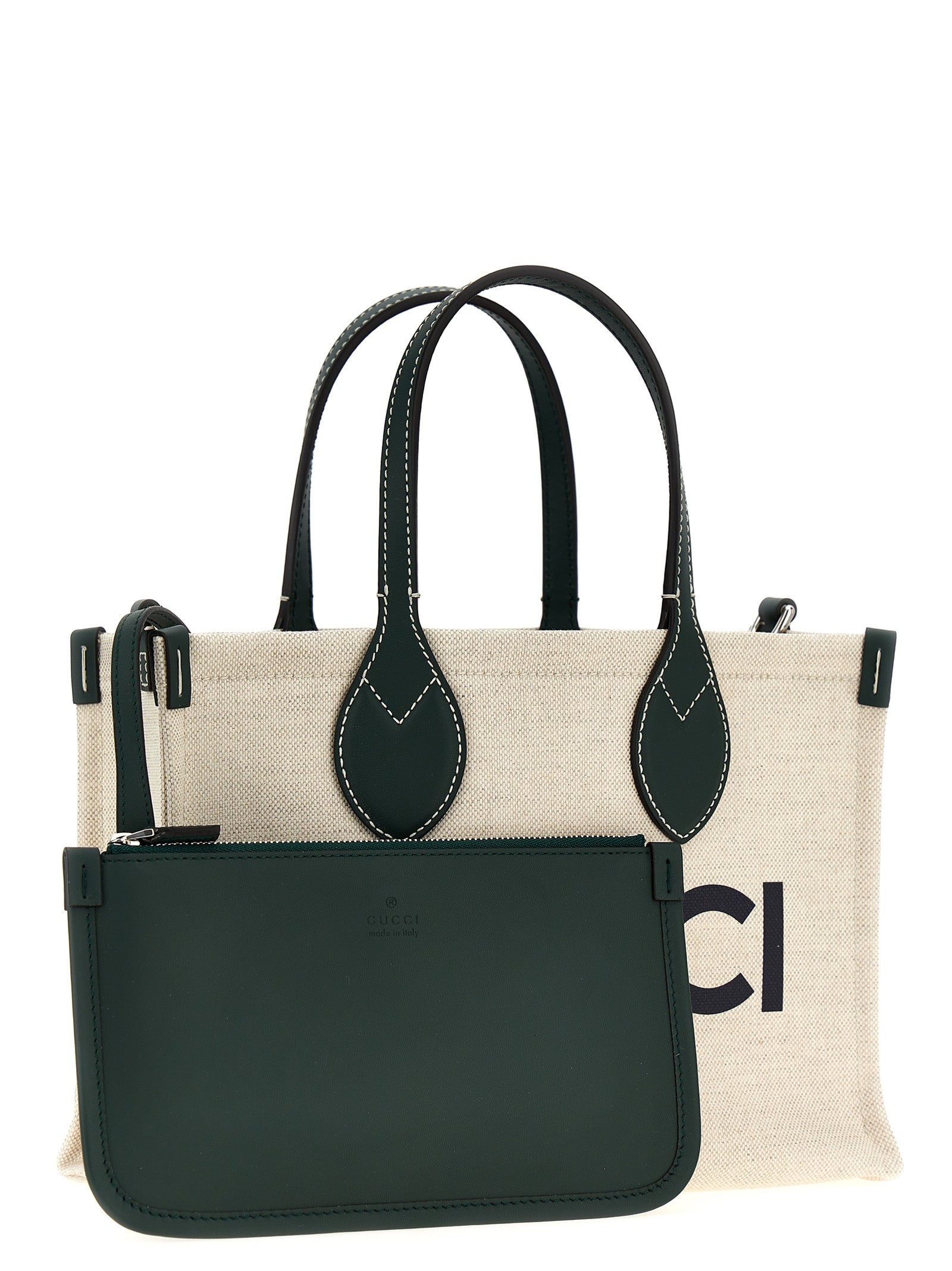 Gucci Logo Mini Canvas Tote Bag Natural Black