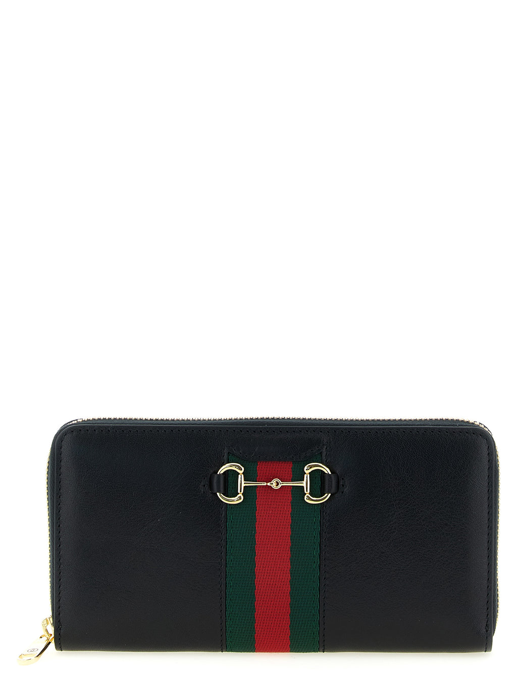 Gucci Horsebit Web Zip Around Wallet Black