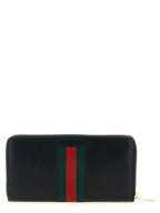 Gucci Horsebit Web Zip Around Wallet Black