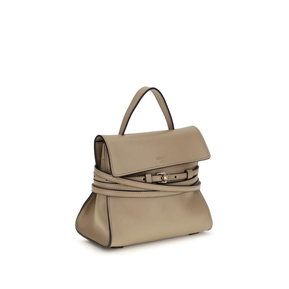 Moschino Tie Me Small Top Handle Bag Taupe