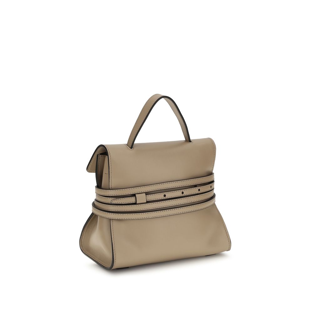 Moschino Tie Me Small Top Handle Bag Taupe