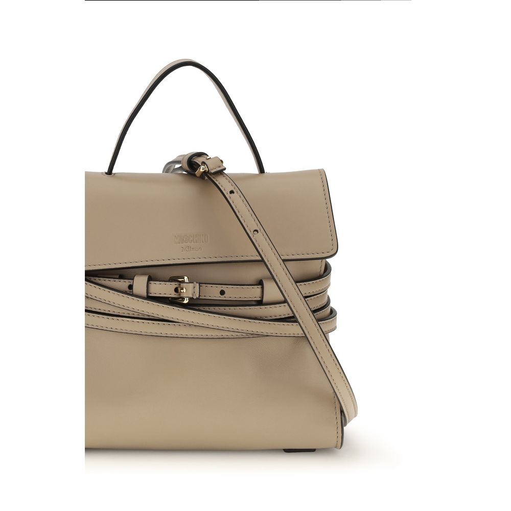 Moschino Tie Me Small Top Handle Bag Taupe
