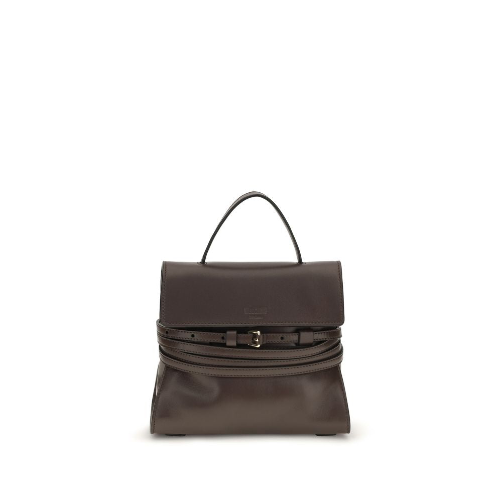 Moschino Tie Me Small Top Handle Bag brown