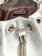 Jimmy Choo Bon Bon Silver Metallic Leather Bucket Bag