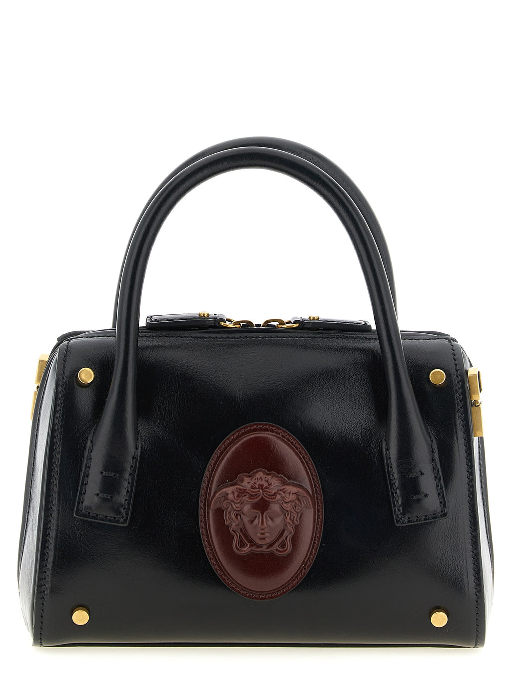 Versace Roomy Small Black Leather Handbag