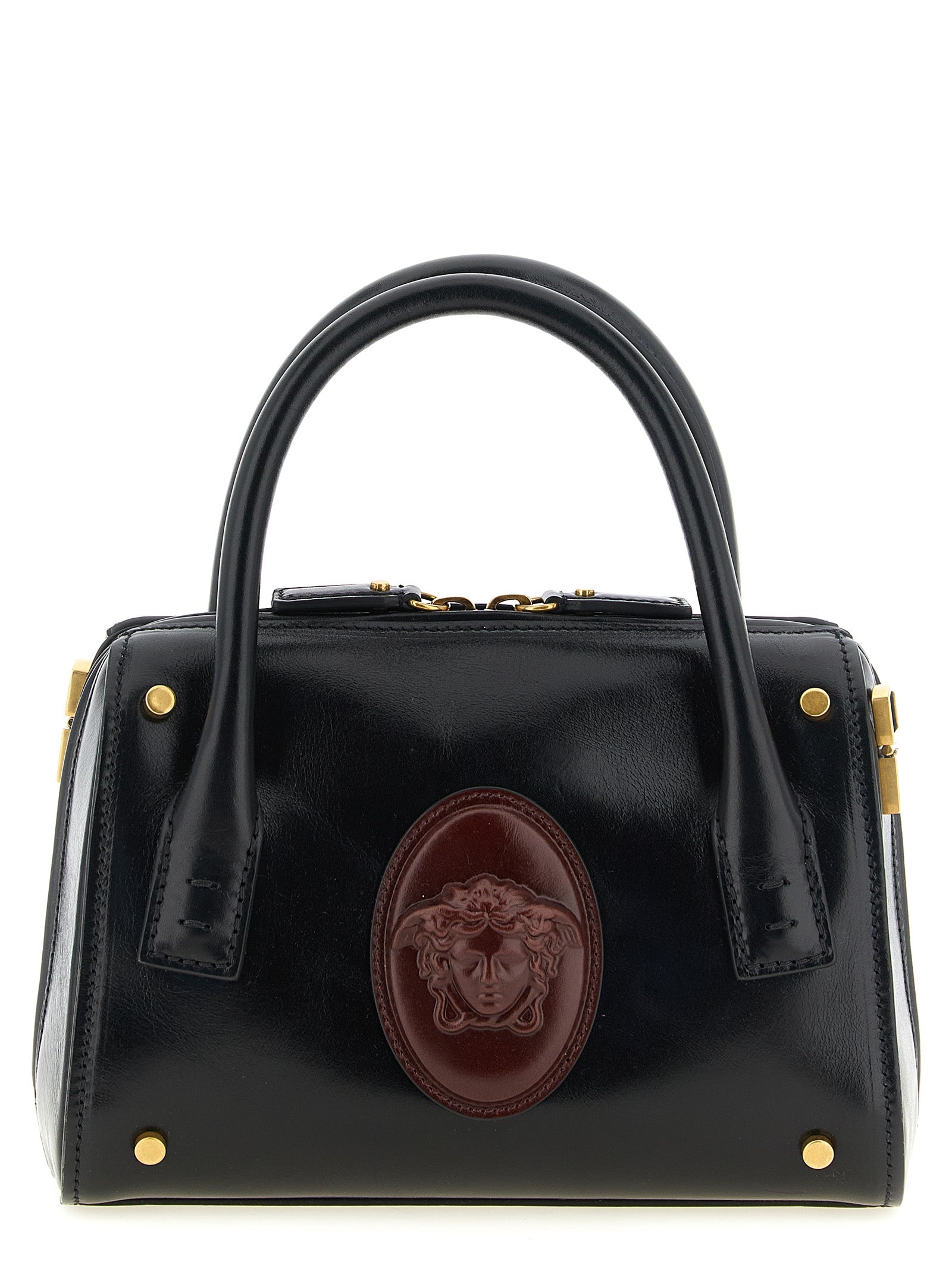 Versace Roomy Small Black Leather Handbag