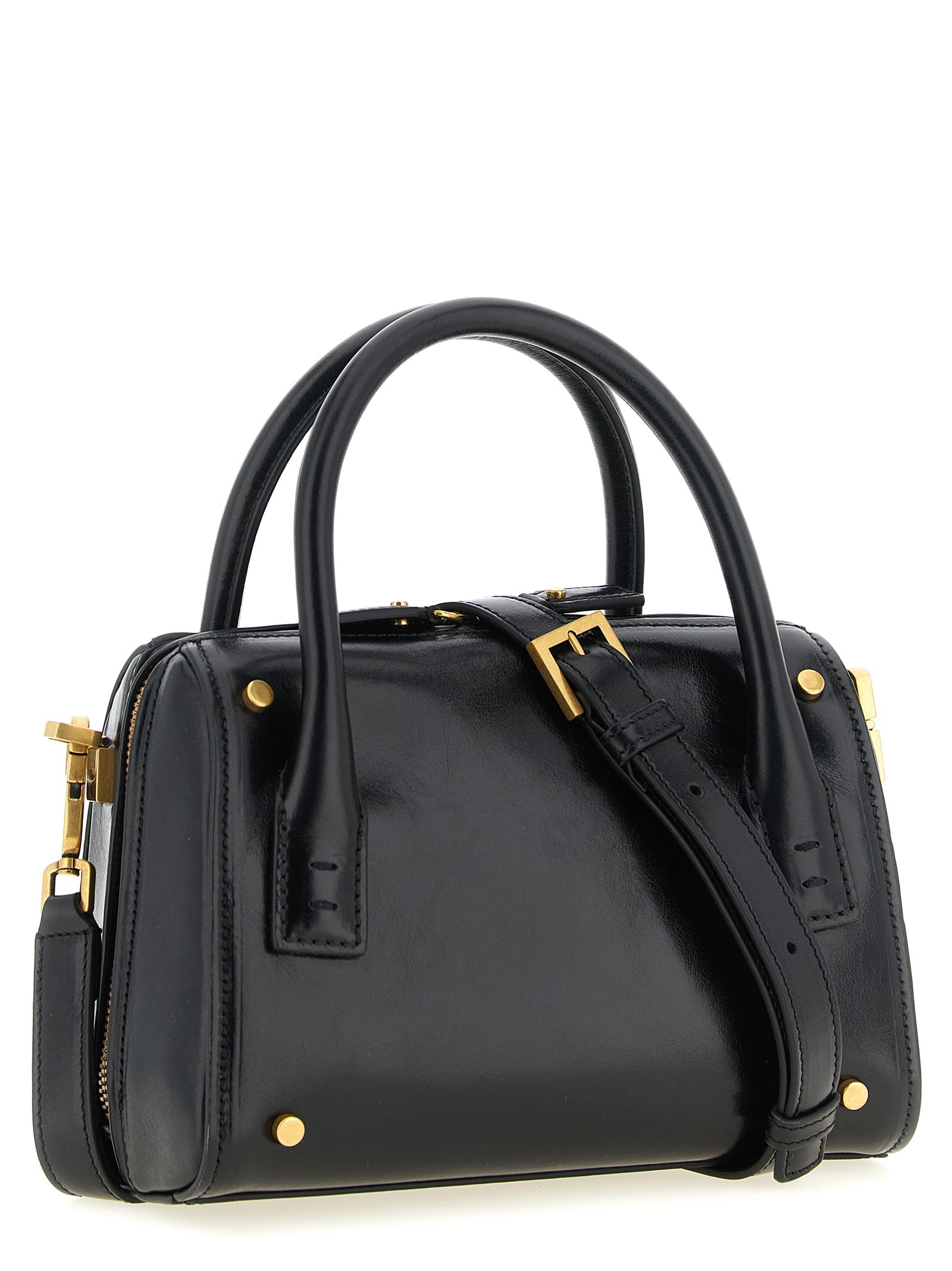 Versace Roomy Small Black Leather Handbag