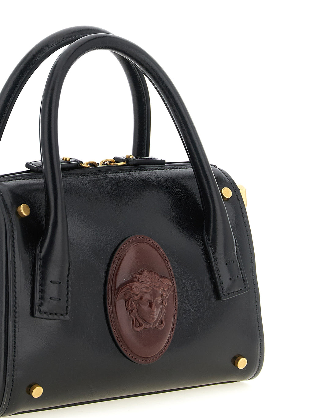 Versace Roomy Small Black Leather Handbag
