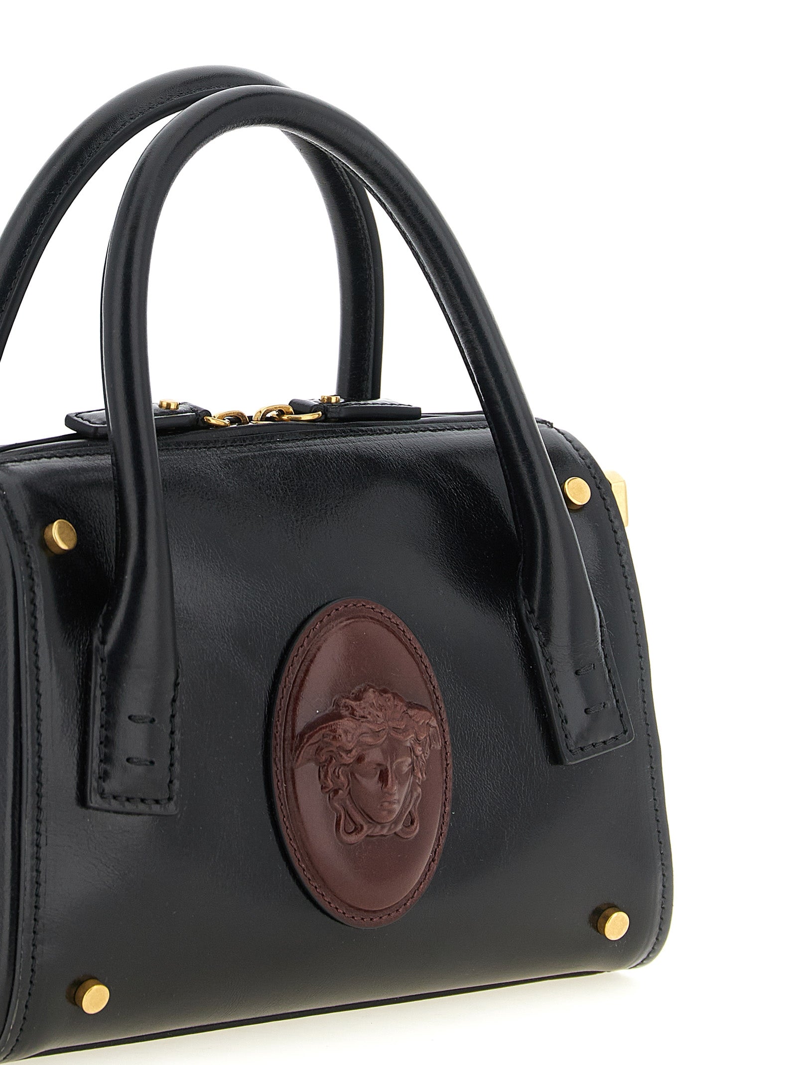 Versace Roomy Small Black Leather Handbag