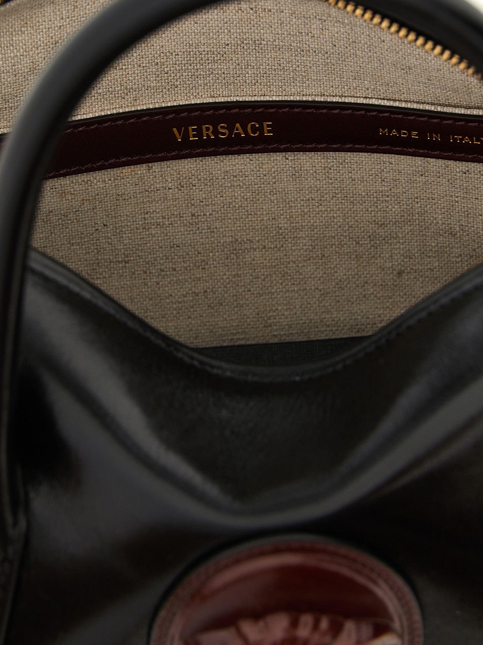 Versace Roomy Small Black Leather Handbag